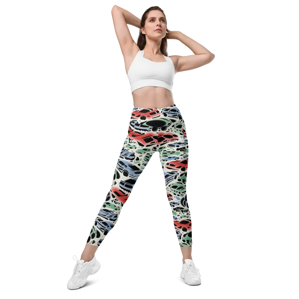 Neon Pit Lane on Leggings with Pockets — Front