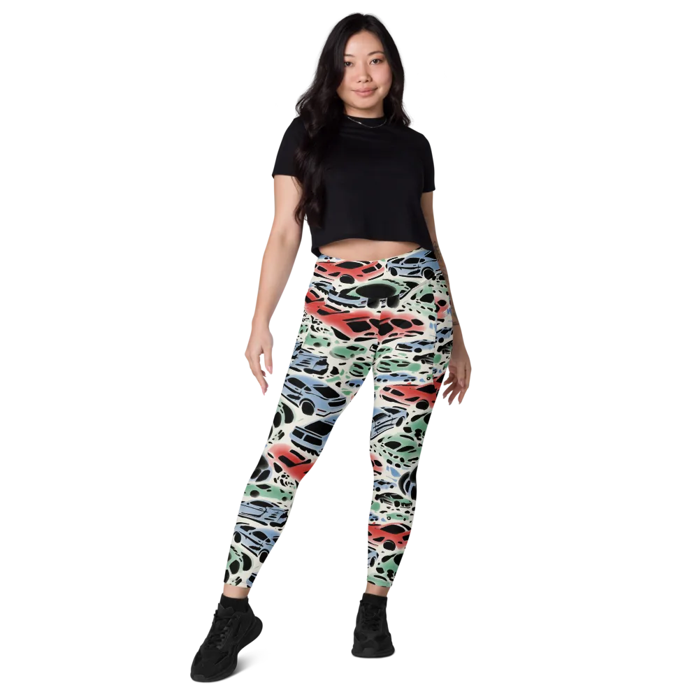 Neon Pit Lane on Leggings with Pockets — Front