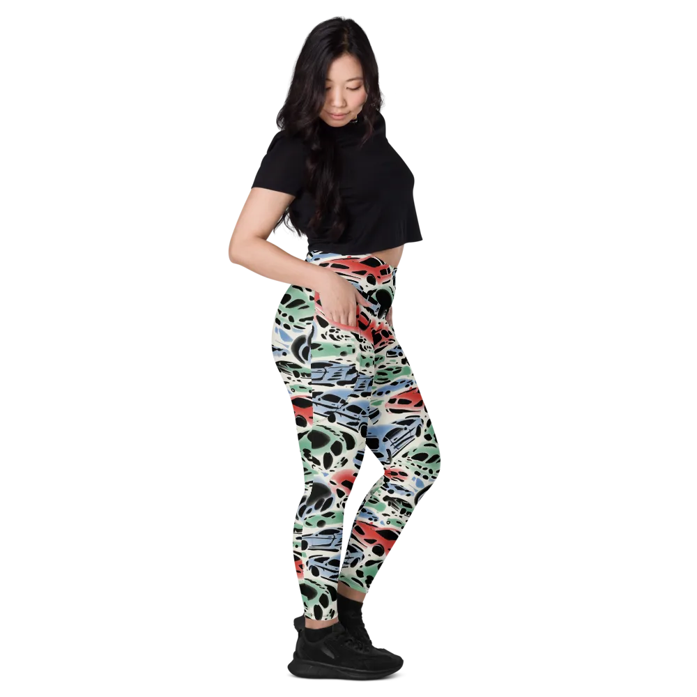 Neon Pit Lane on Leggings with Pockets — Right