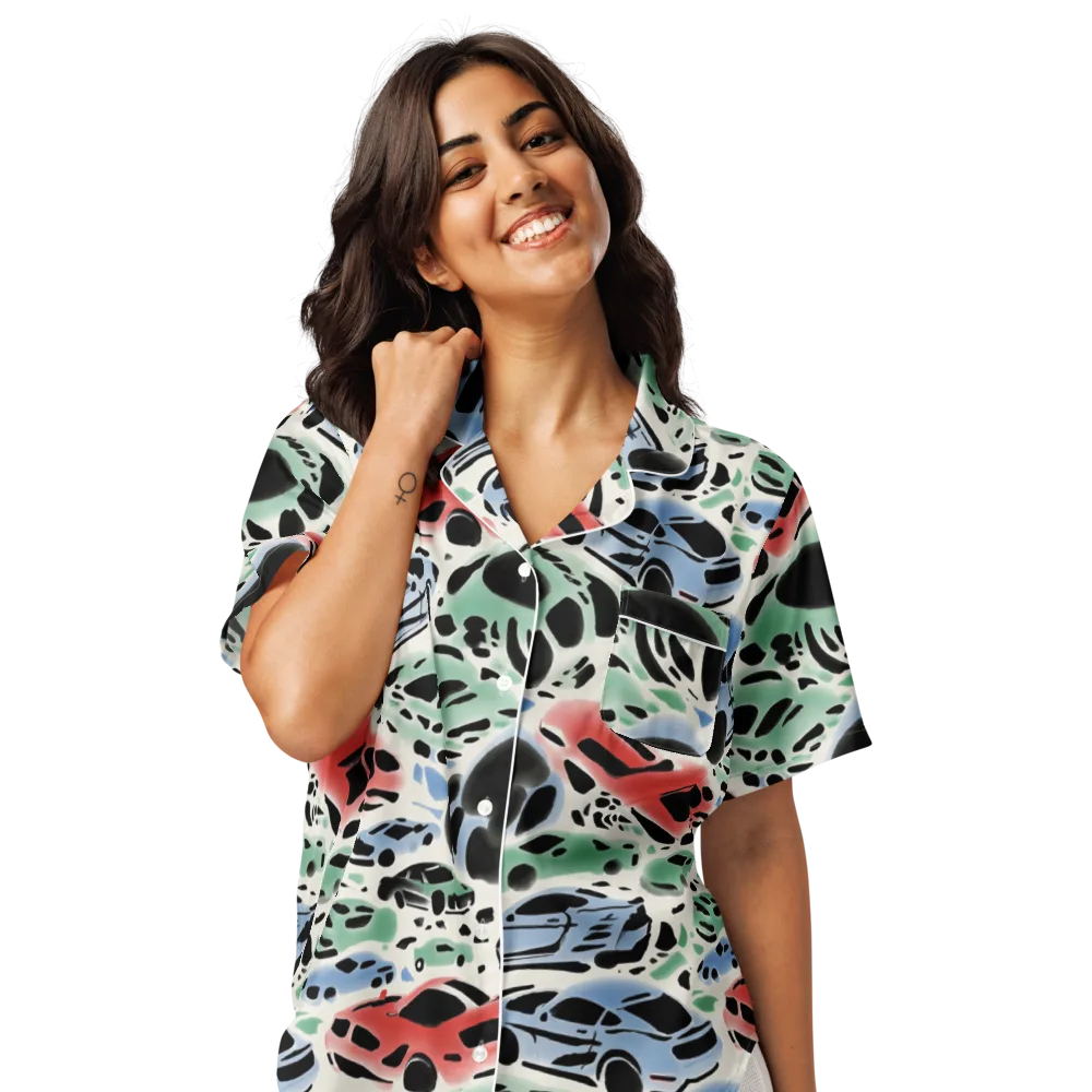 Neon Pit Lane on Women's Short Sleeve Pajama Top — Front