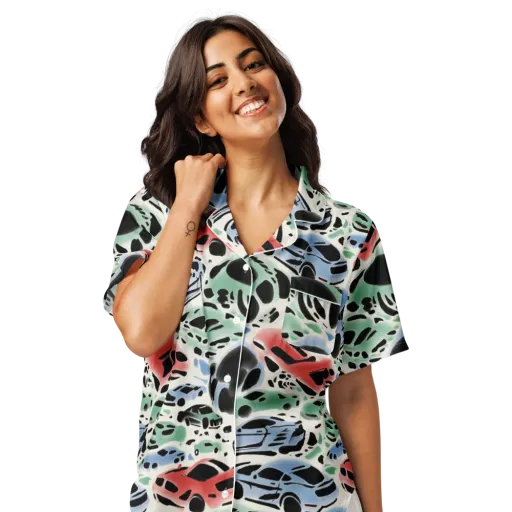 Neon Pit Lane on a Women's Short Sleeve Pajama Top