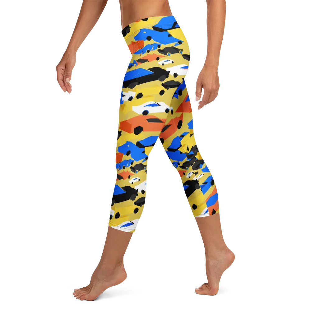 Neon Traffic on Capri Leggings — Left