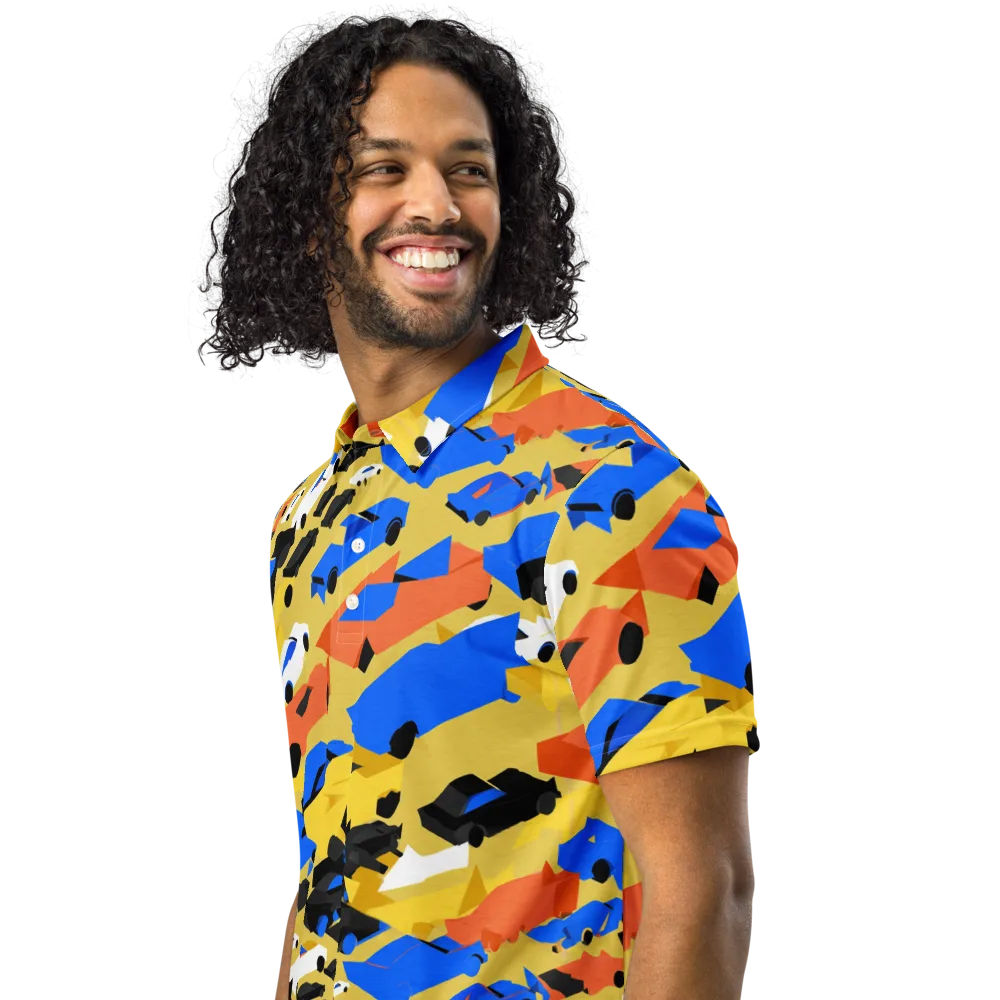 Neon Traffic on Men's Slim Fit Polo Shirt — Left Front