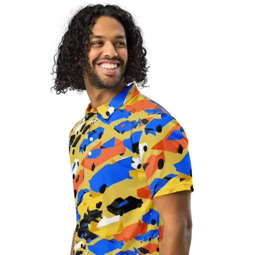 Neon Traffic on a Men's Slim Fit Polo Shirt