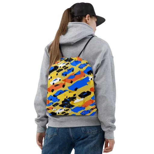Neon Traffic on a Drawstring Bag
