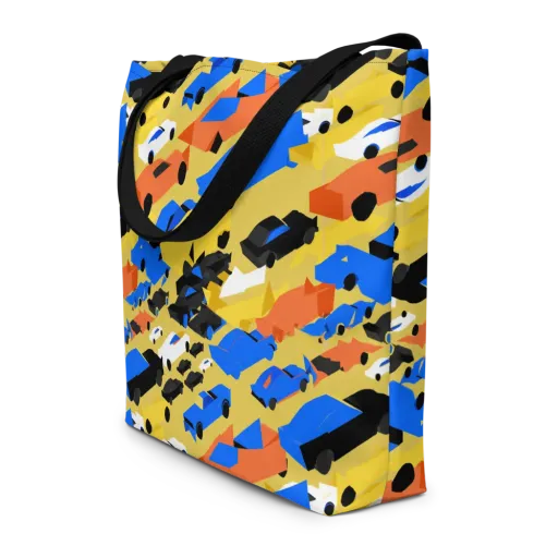 Neon Traffic on a Large Tote Bag W/ Pocket