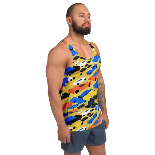 Neon Traffic on a Men's Tank Top