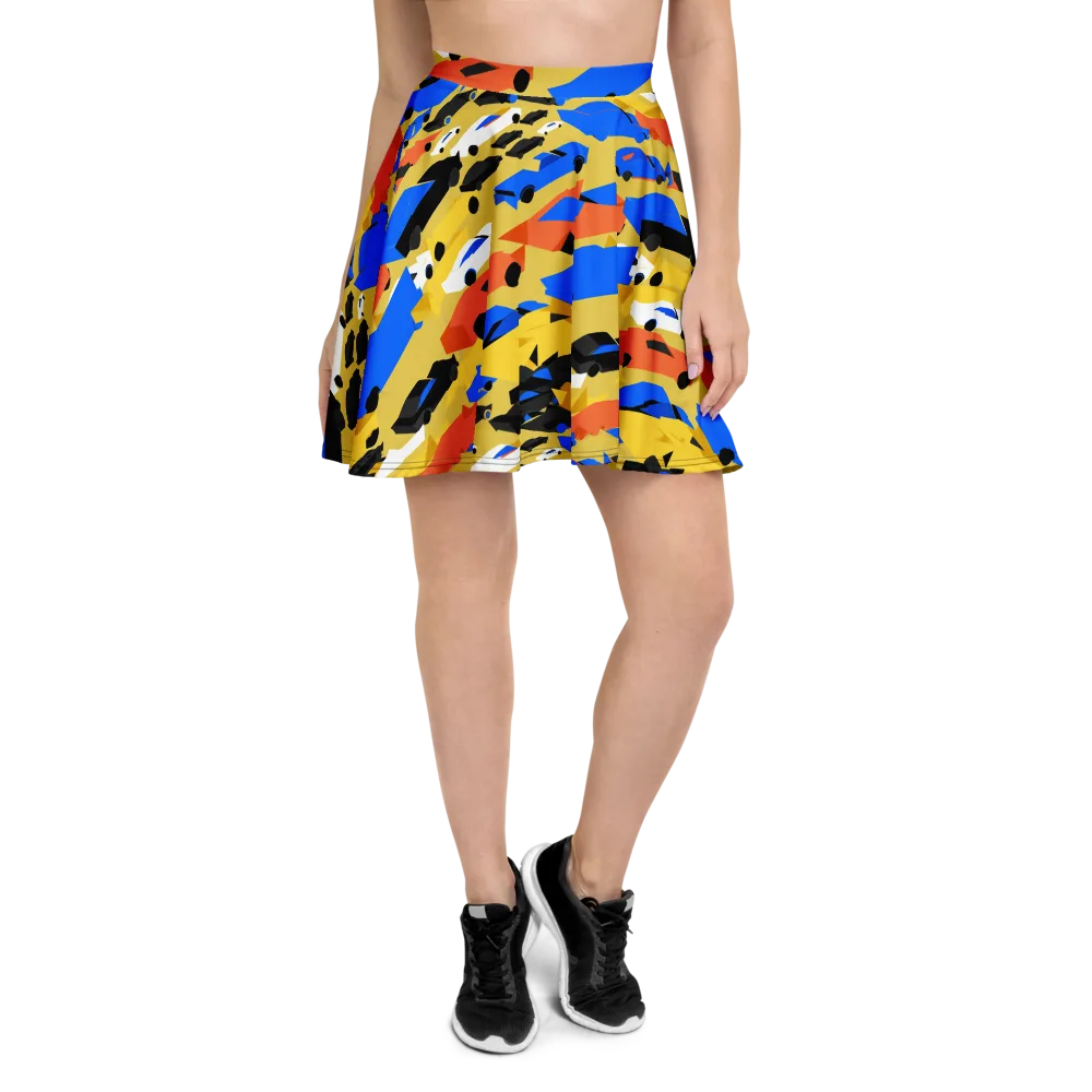 Neon Traffic on Skater Skirt — Front