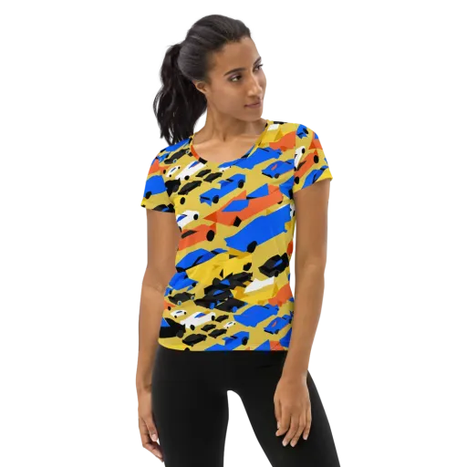 Neon Traffic on a Women's Athletic T-Shirt