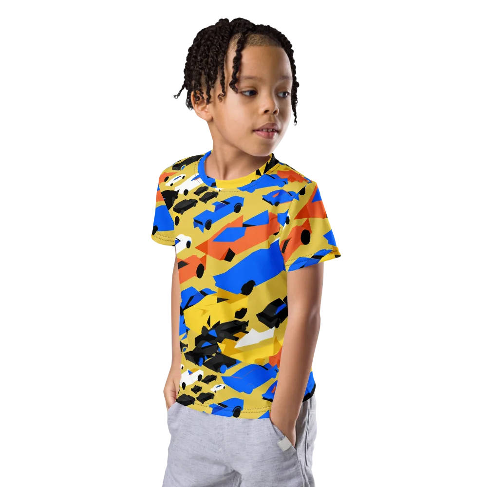 Neon Traffic on Kids Crew Neck T-Shirt — Left Front