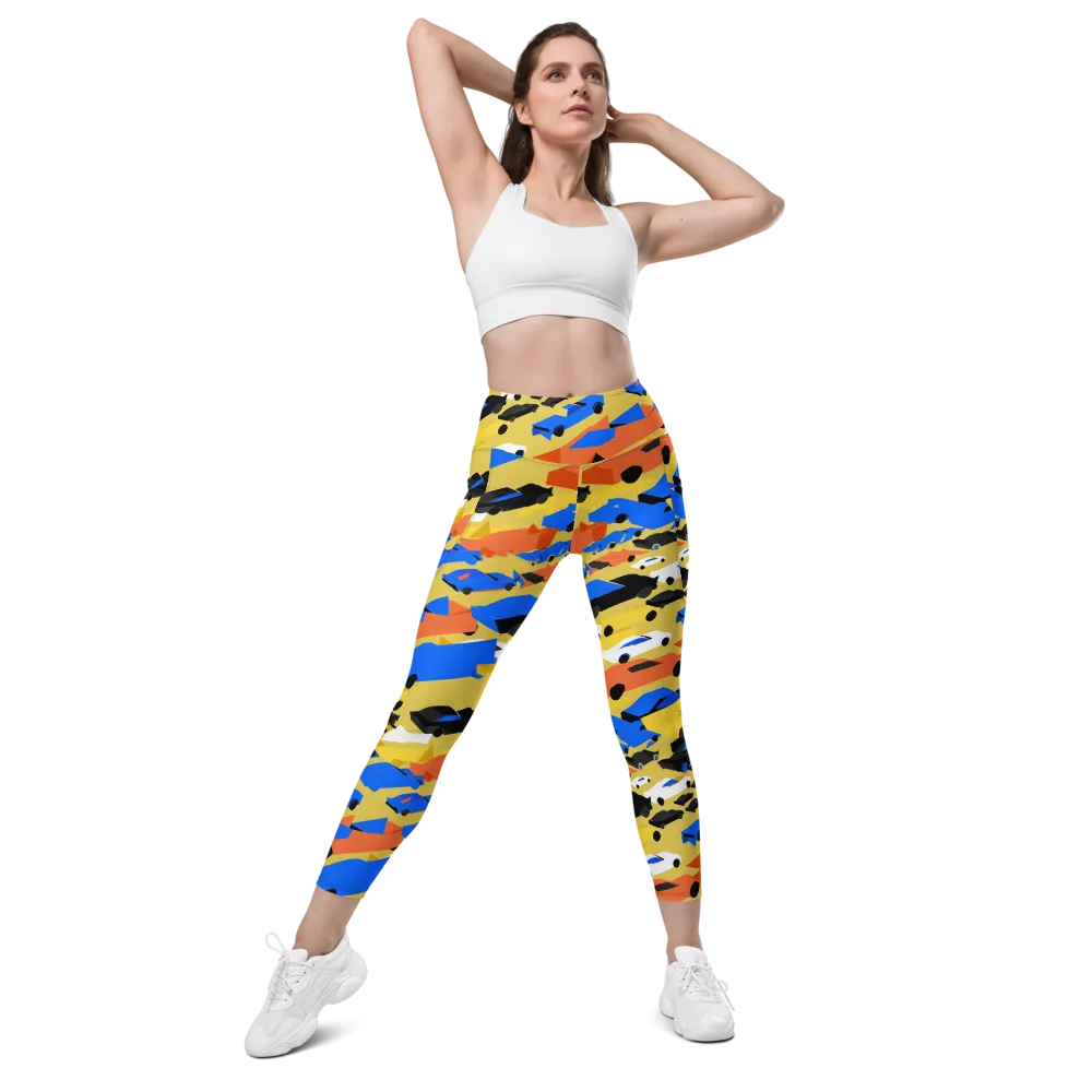 Neon Traffic on Leggings with Pockets — Front
