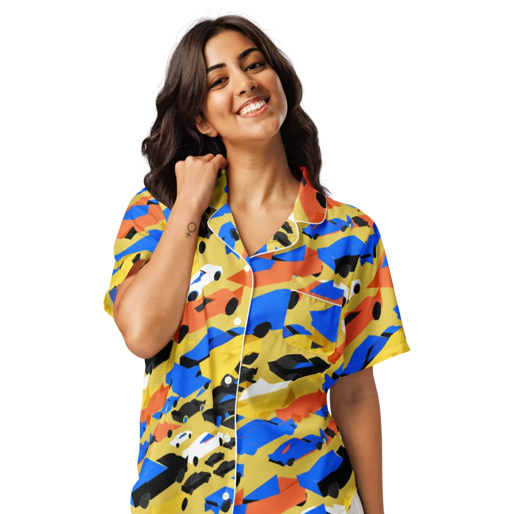 Neon Traffic on Women's Short Sleeve Pajama Top — Front