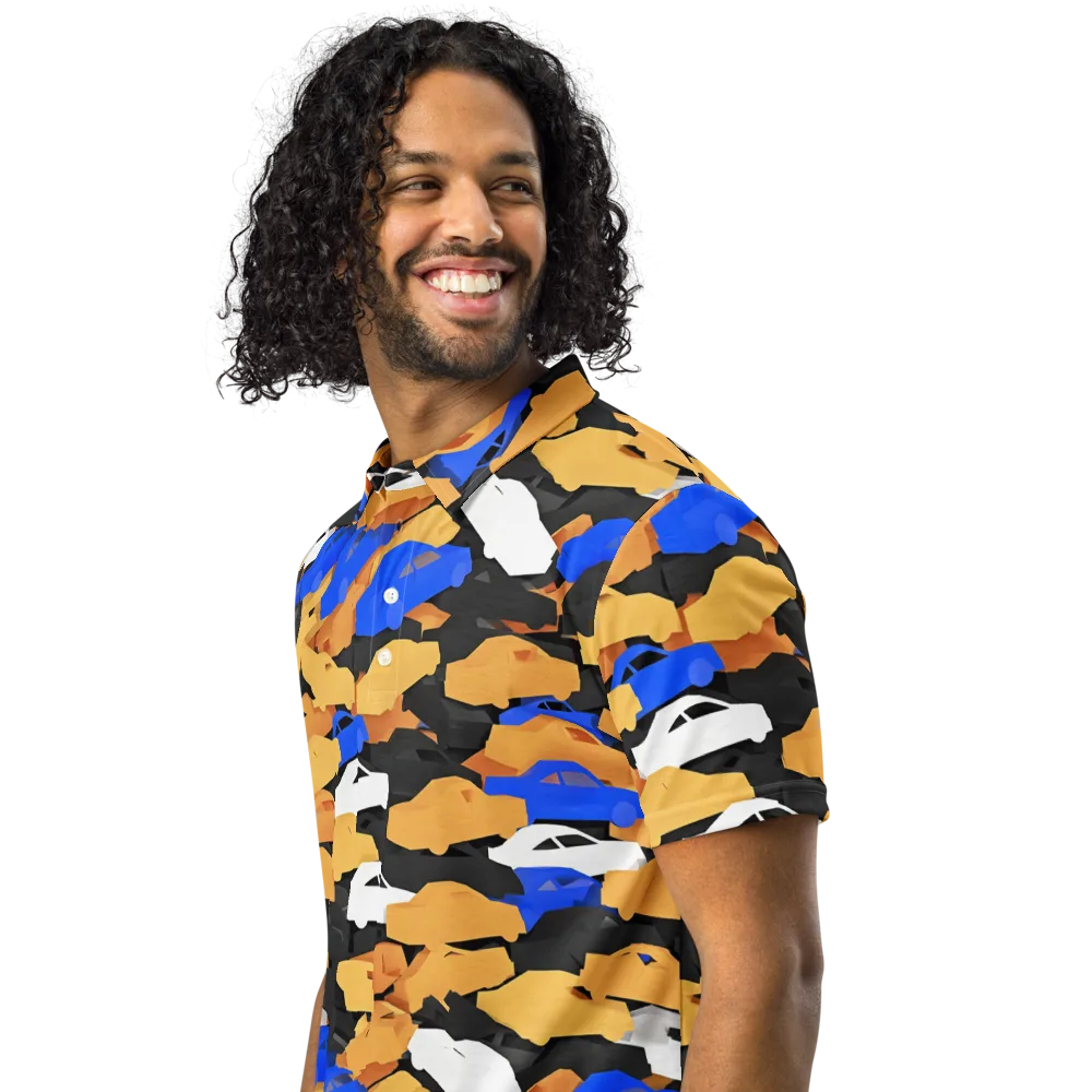 Traffic Jam Royale on Men's Slim Fit Polo Shirt — Left Front