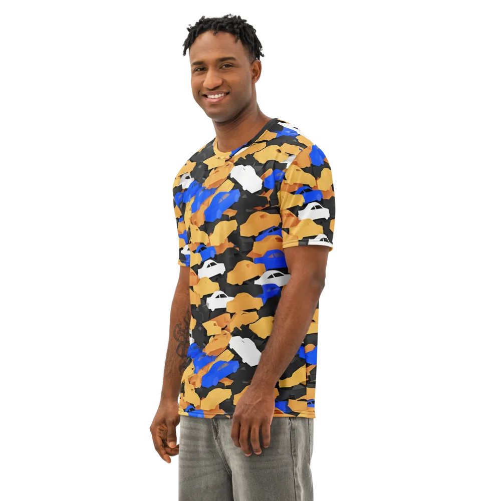 Traffic Jam Royale on Men's Cotton Crew Neck T-Shirt — Left Front