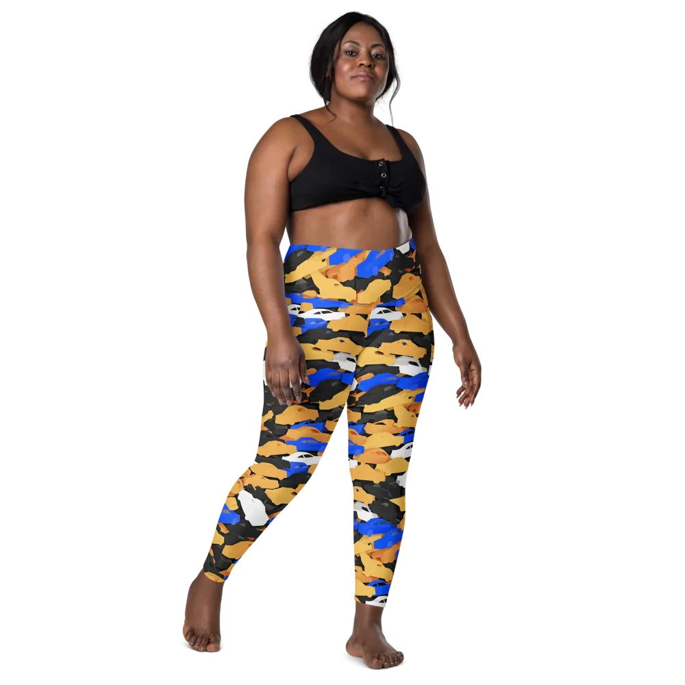 Traffic Jam Royale on Leggings with Pockets — Front