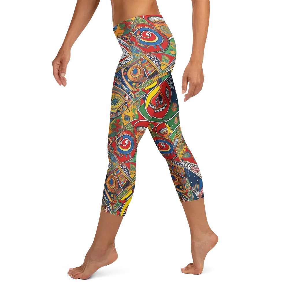Chromatic Arcade on Capri Leggings — Left