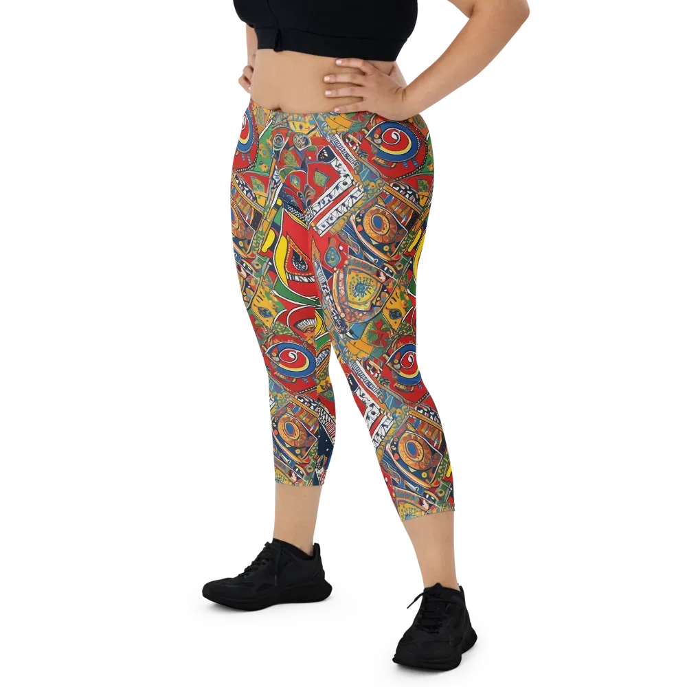 Chromatic Arcade on Capri Leggings — Front