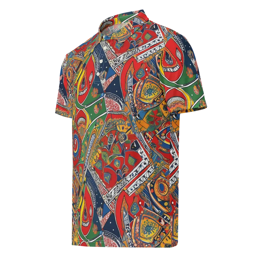 Chromatic Arcade on Men's Slim Fit Polo Shirt — Left Front