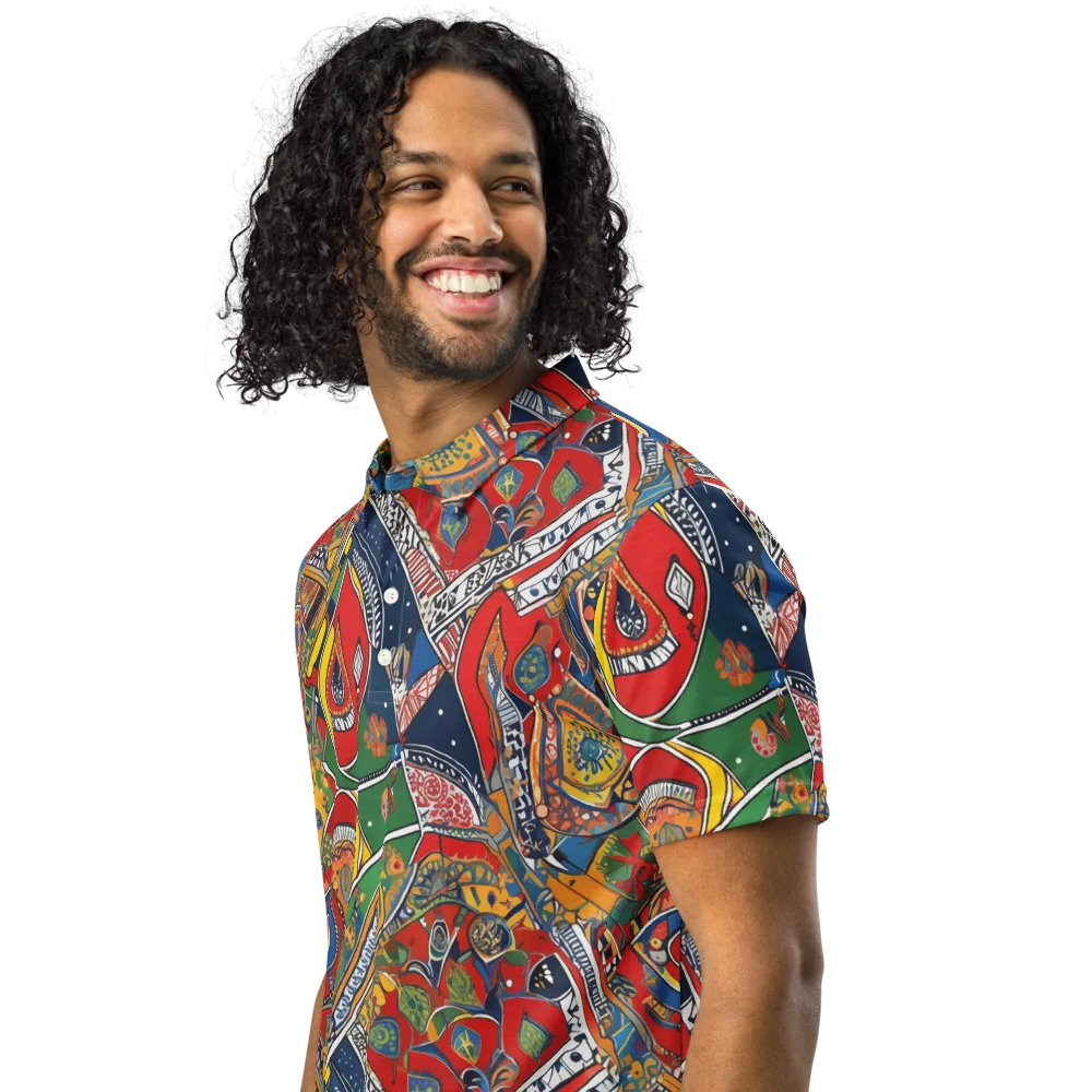 Chromatic Arcade on Men's Slim Fit Polo Shirt — Left Front
