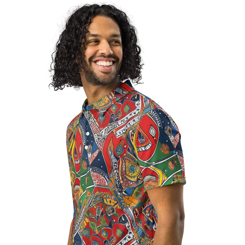 Chromatic Arcade on Men's Slim Fit Polo Shirt — Left Front