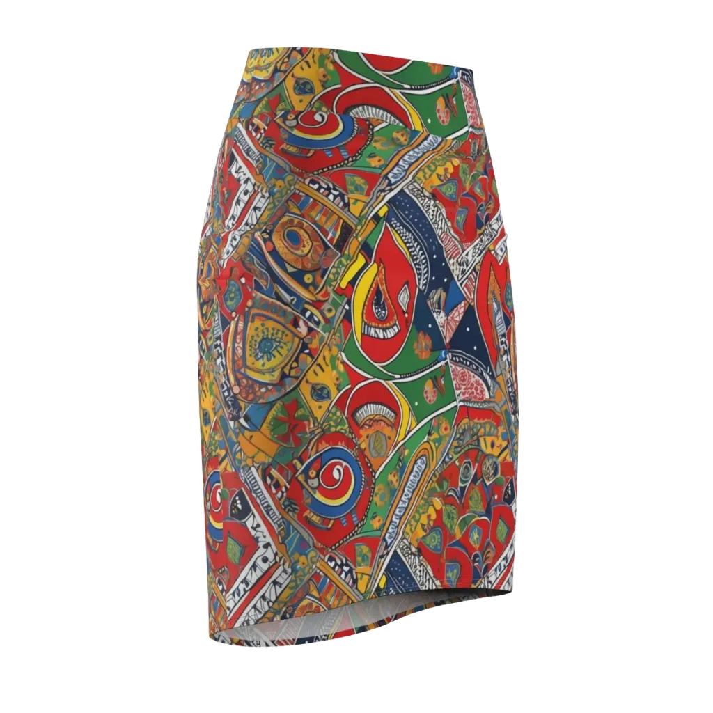 Chromatic Arcade on Pencil Skirt — Front Side