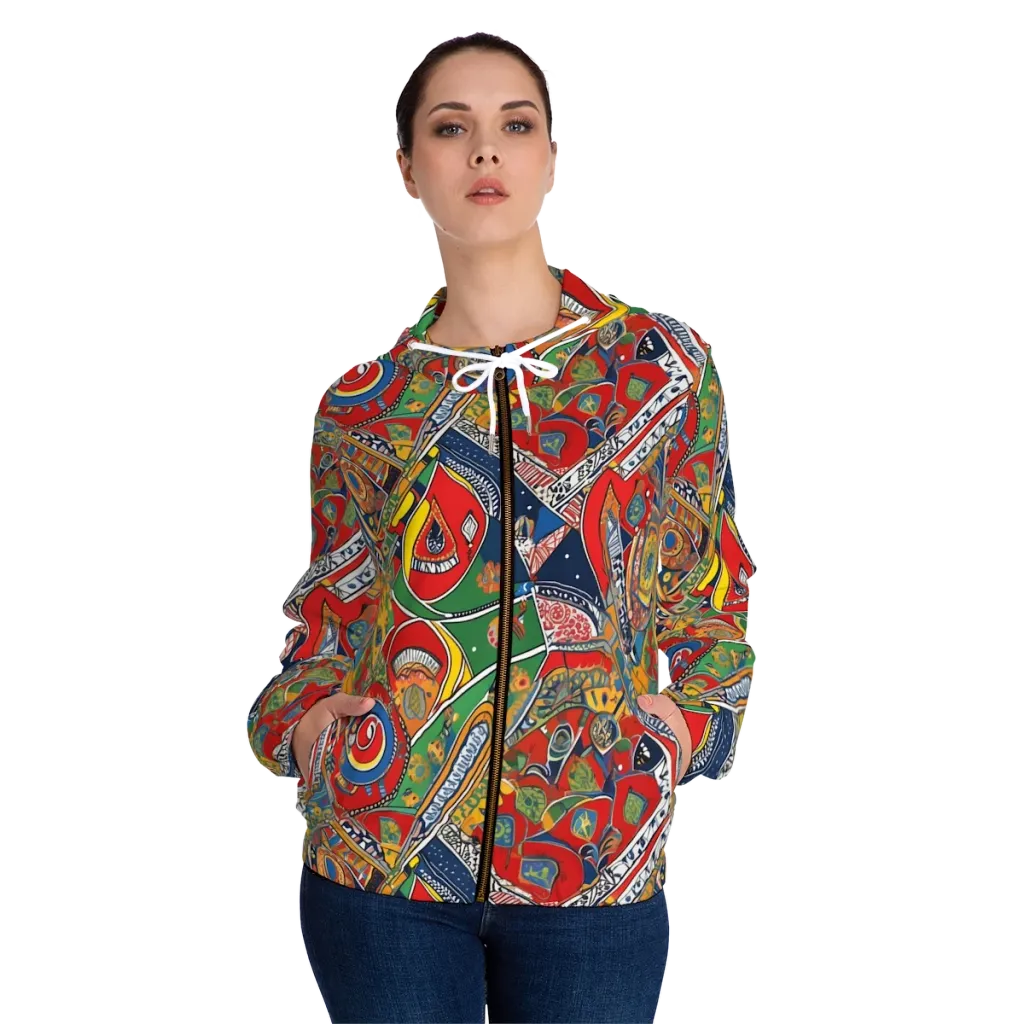Chromatic Arcade on Women's Full-Zip Hoodie — Front On Person