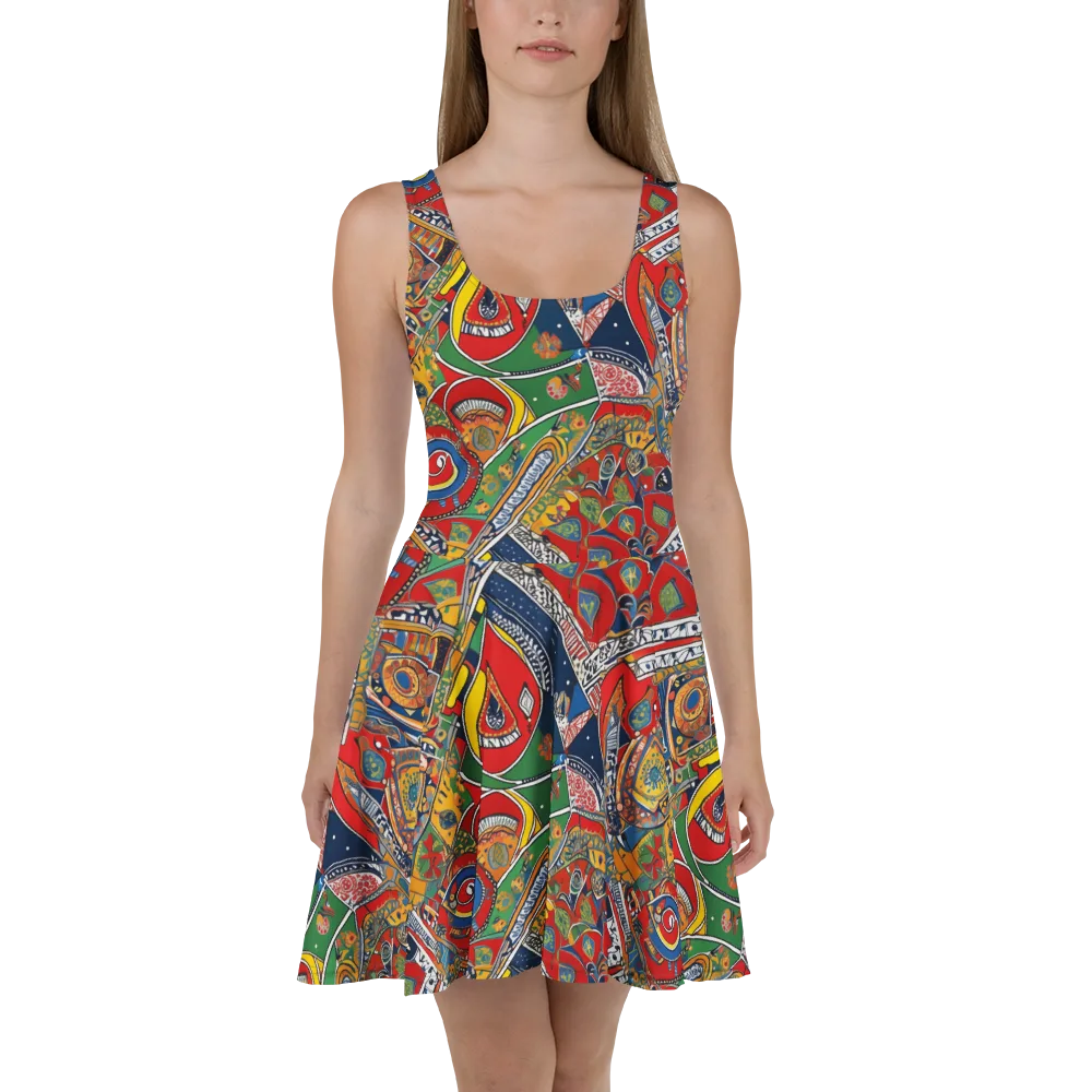 Chromatic Arcade on Skater Dress — Front