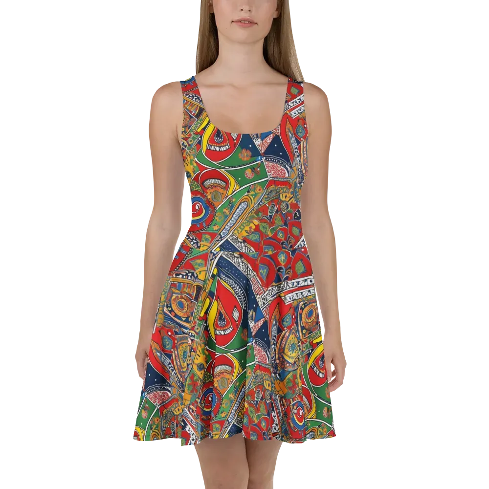 Chromatic Arcade on Skater Dress — Front