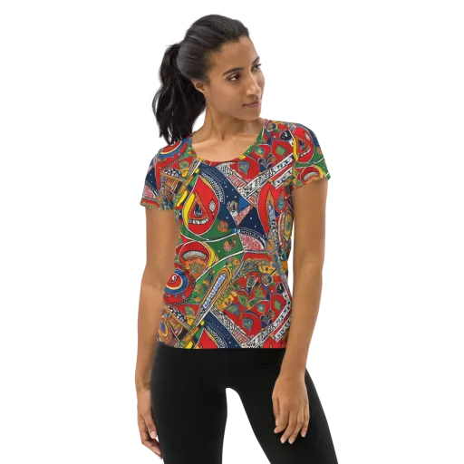 Chromatic Arcade on a Women's Athletic T-Shirt