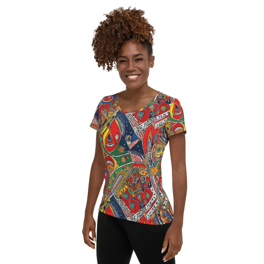 Chromatic Arcade on Women's Athletic T-Shirt — Left