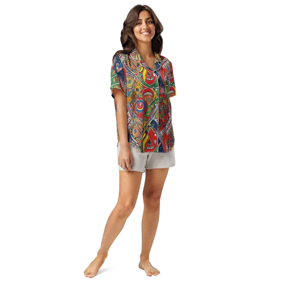 Chromatic Arcade on Women's Short Sleeve Pajama Top — Front