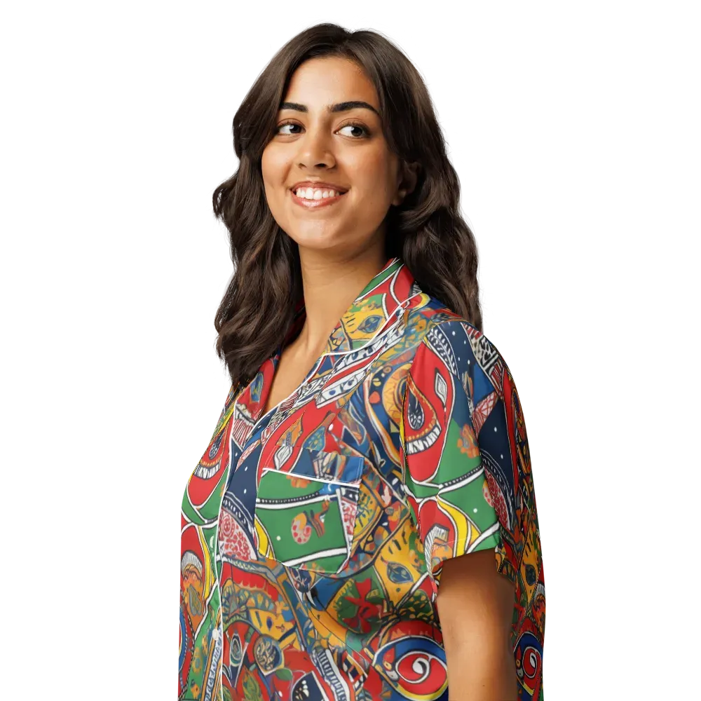 Chromatic Arcade on Women's Short Sleeve Pajama Top — Left Front