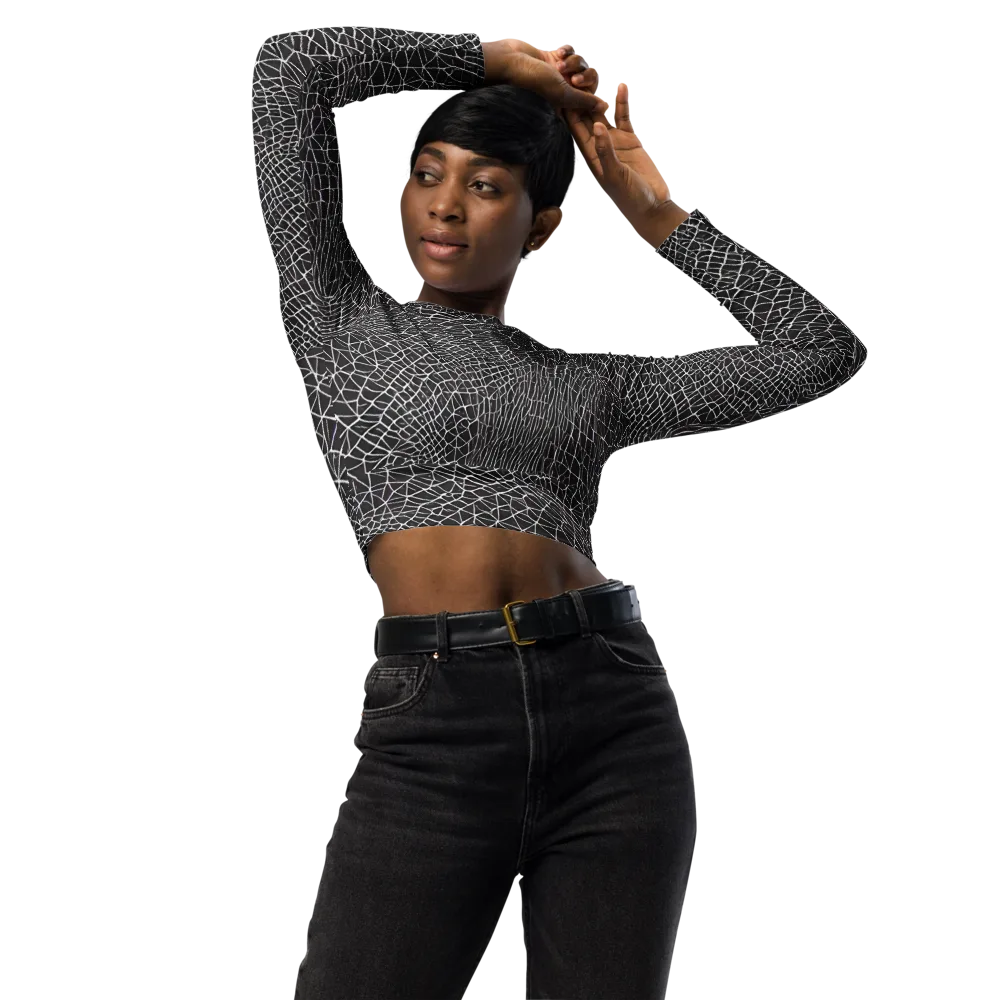 Cheng's Nexus on Long Sleeve Crop Top — Front