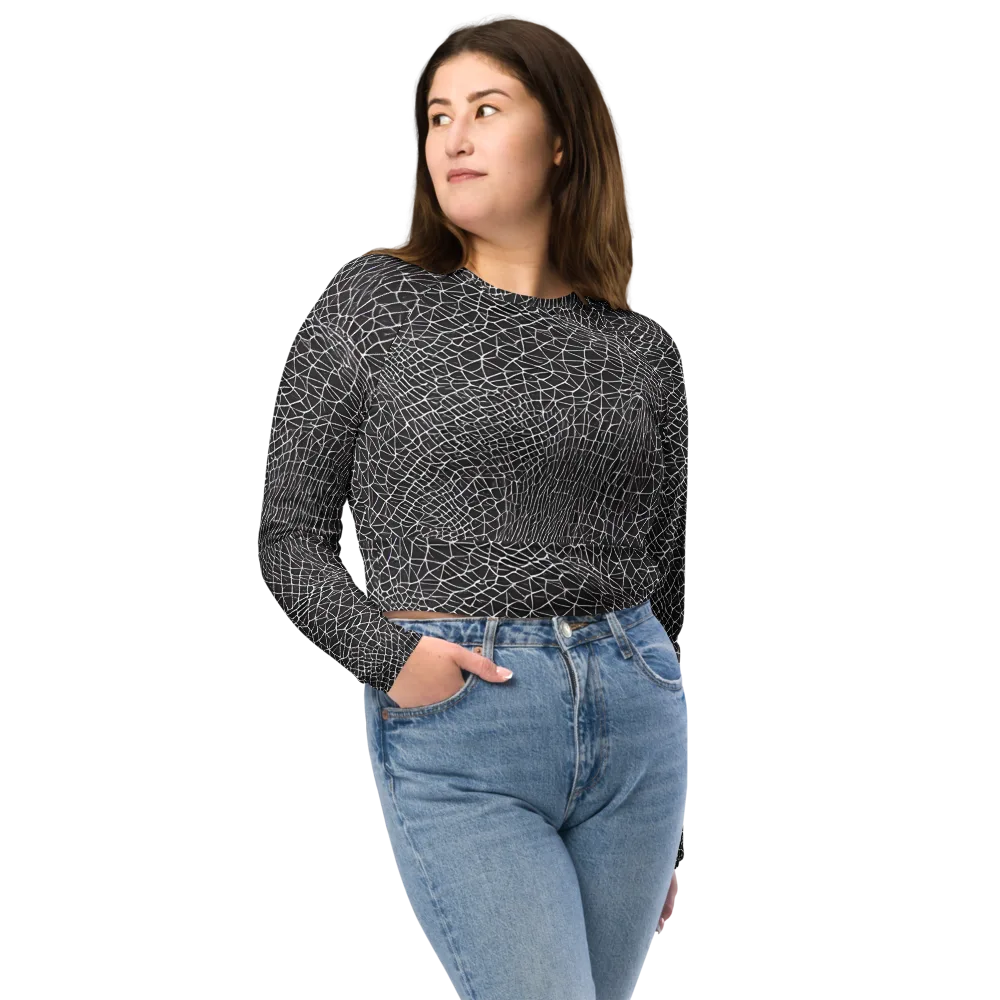 Cheng's Nexus on Long Sleeve Crop Top — Front