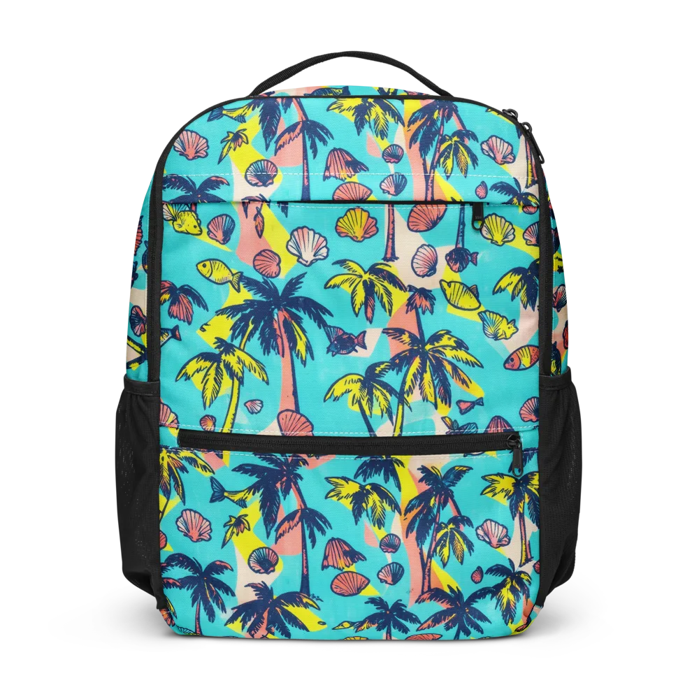 Neon Palm Tide on Utility Backpack — Front