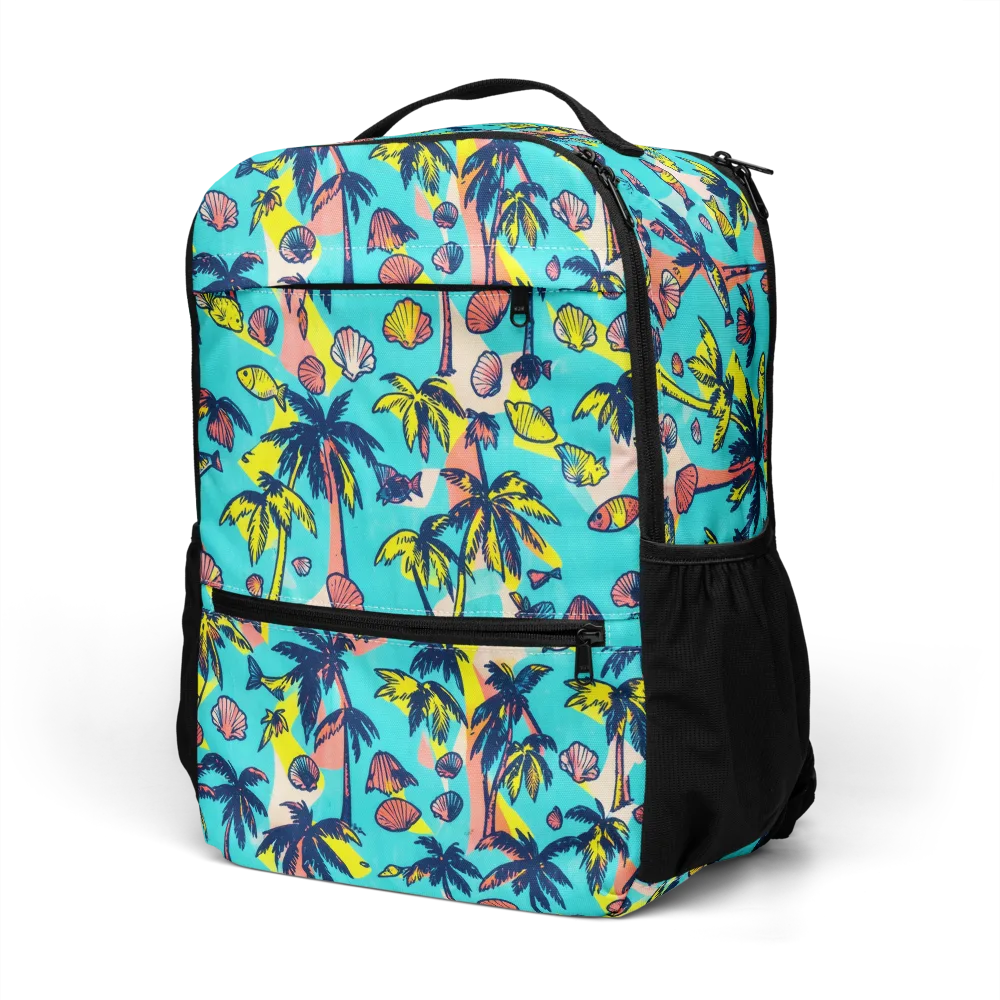 Neon Palm Tide on Utility Backpack — Left Front