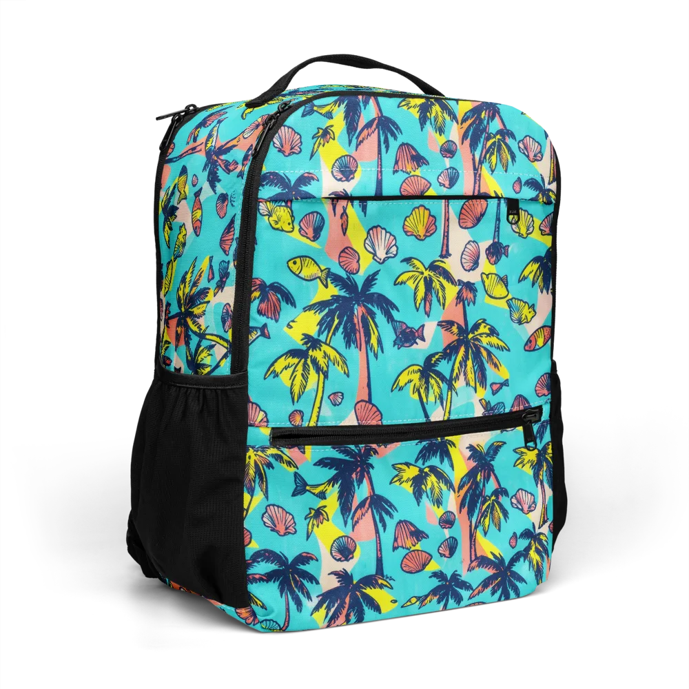 Neon Palm Tide on Utility Backpack — Right Front