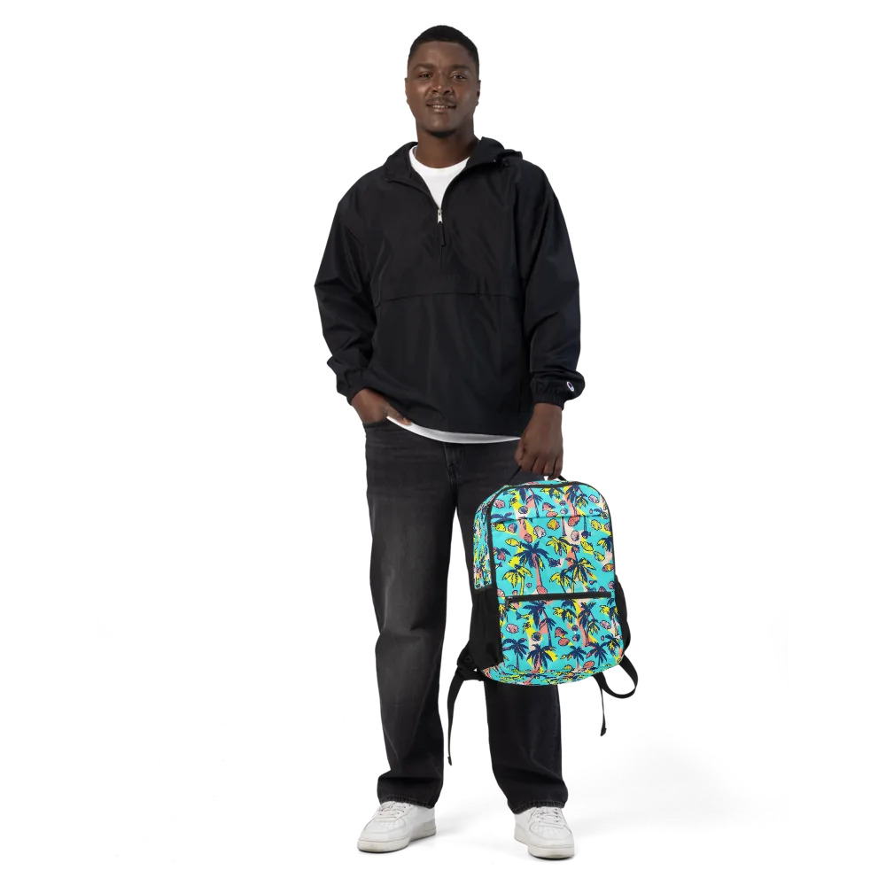 Neon Palm Tide on Utility Backpack — Front