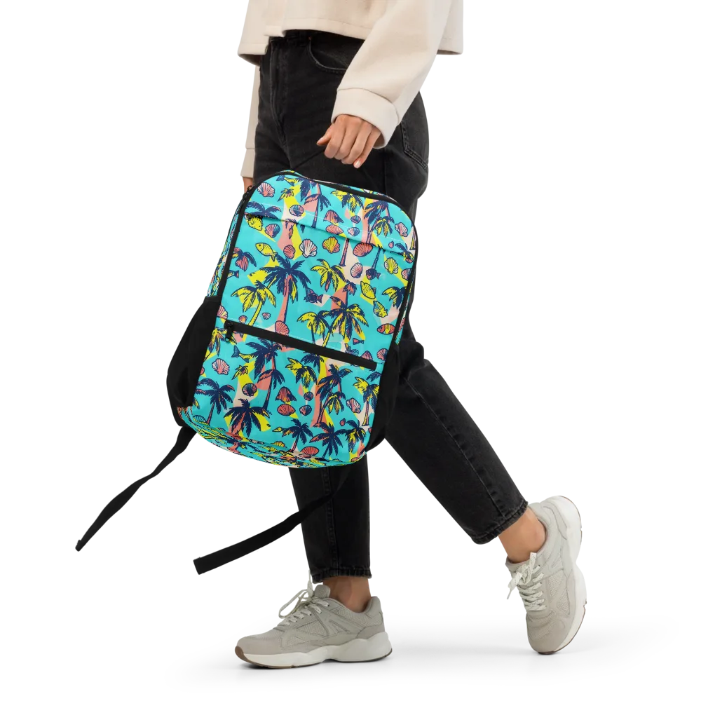 Neon Palm Tide on Utility Backpack — Front