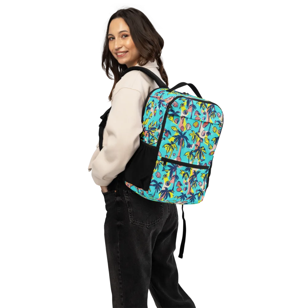 Neon Palm Tide on Utility Backpack — Back