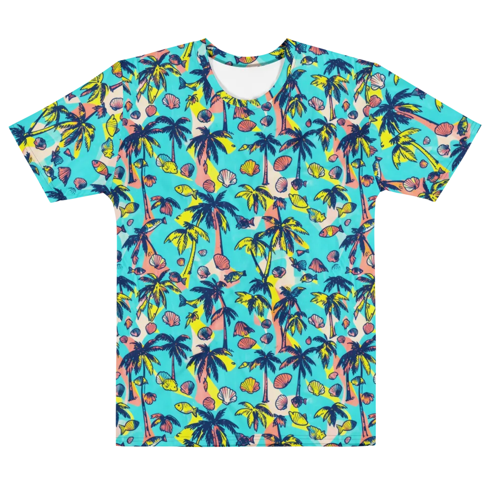 Neon Palm Tide on Men's Cotton Crew Neck T-Shirt — Front