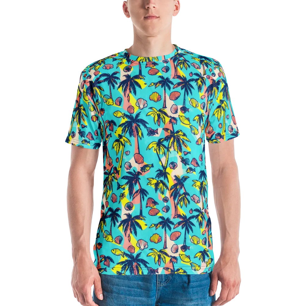 Neon Palm Tide on Men's Crew Neck T-Shirt — Front