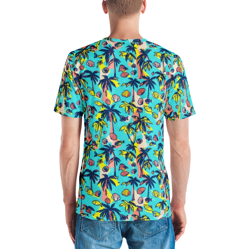 Neon Palm Tide on Men's Crew Neck T-Shirt — Back