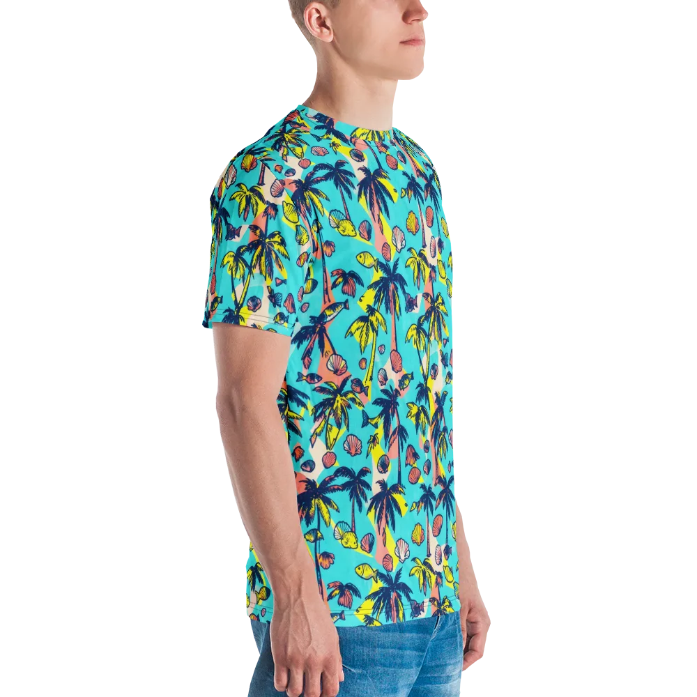 Neon Palm Tide on Men's Crew Neck T-Shirt — Right