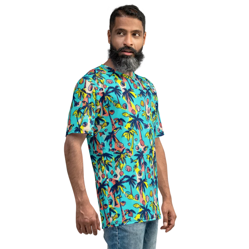 Neon Palm Tide on Men's Crew Neck T-Shirt — Right