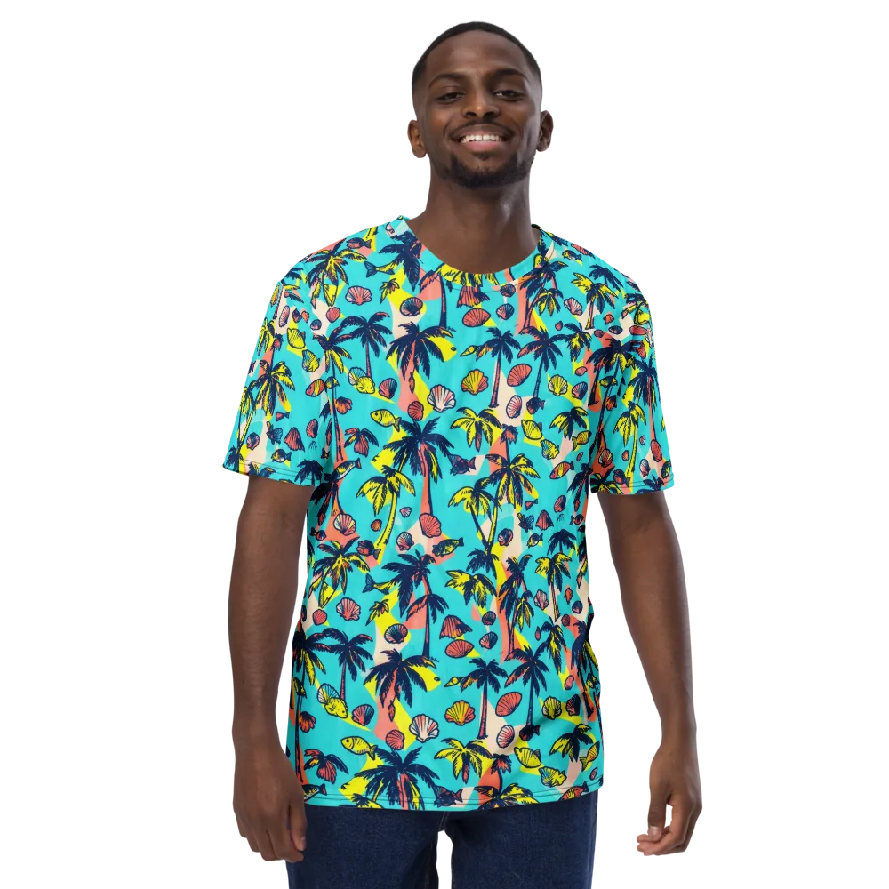Neon Palm Tide on Men's Crew Neck T-Shirt — Front