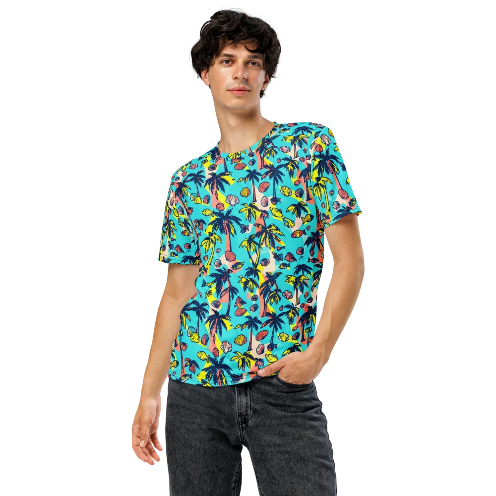 Neon Palm Tide on Men's Crew Neck T-Shirt — Front