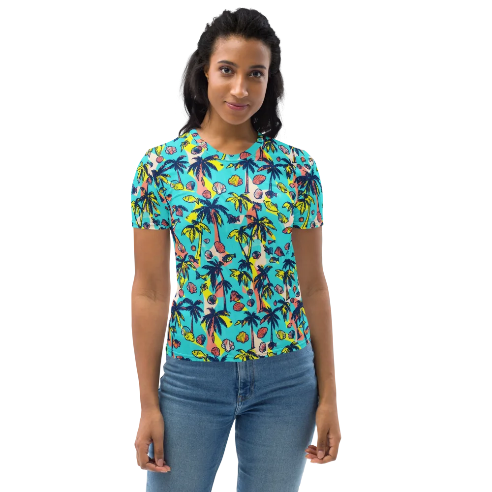 Neon Palm Tide on Women's Crew Neck T-Shirt — Front