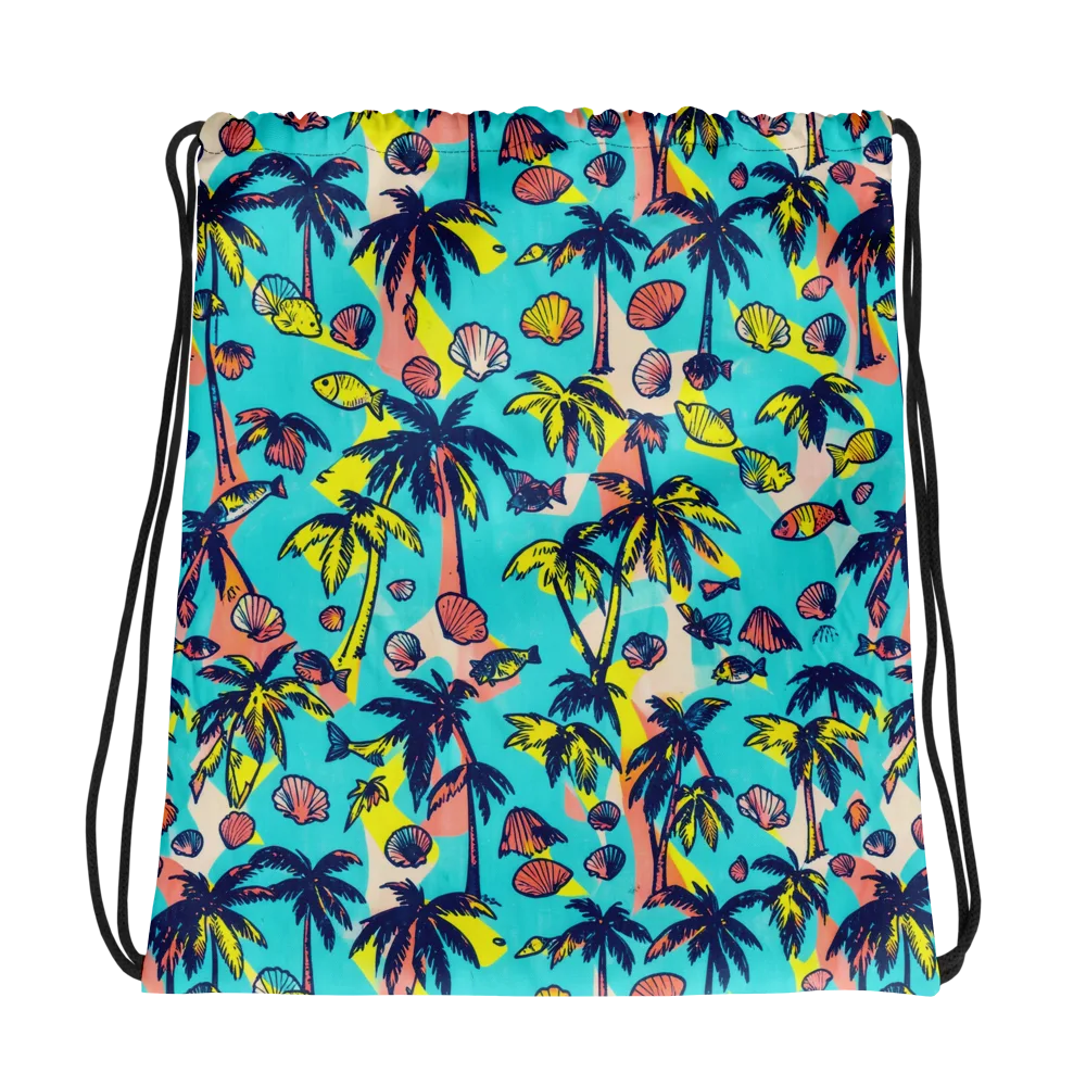 Neon Palm Tide on Drawstring Bag — Photo