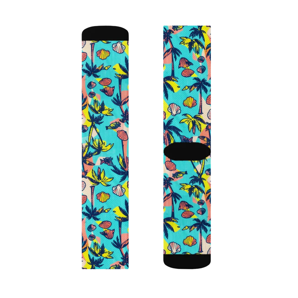 Neon Palm Tide on Socks — Left Sock